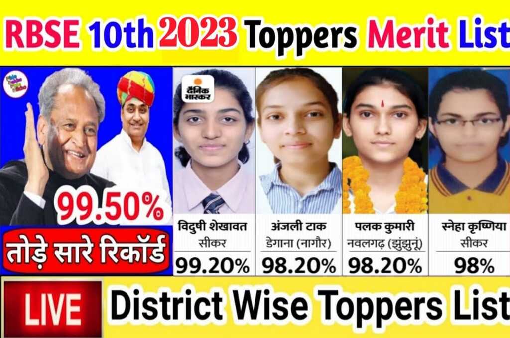 RBSE 10th Topper List 2023 Direct Link जारी हुई टॉपर लिए, जल्दी से